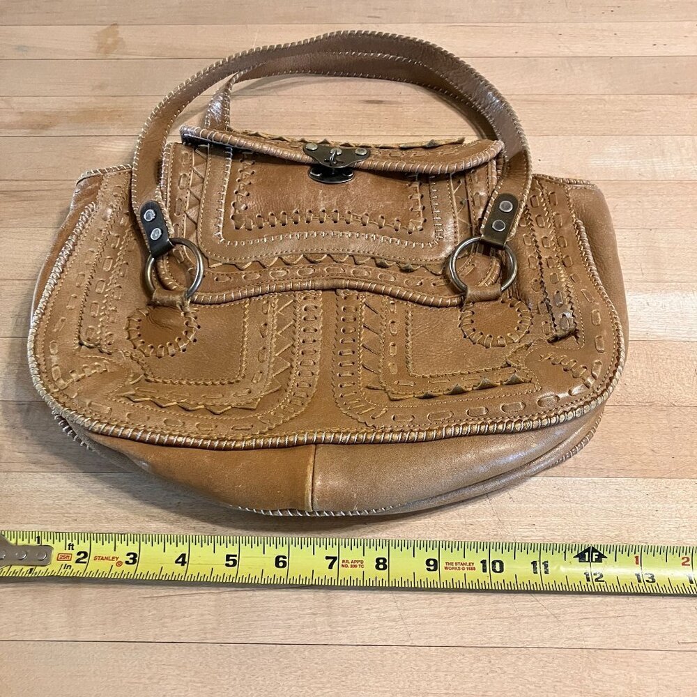Jamin Pueche Womens Designer Leather Keylock Shoulder Bag Sz Medium Brown SP EXC - Picture 5 of 12